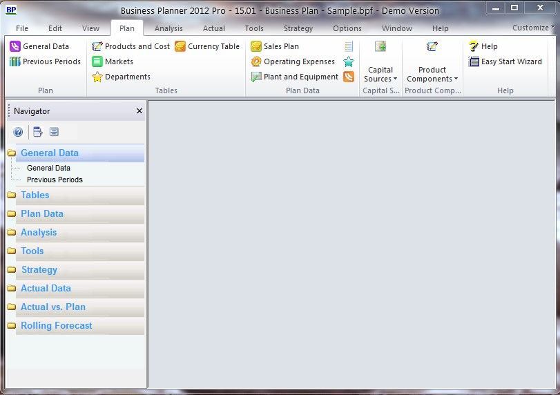 Business Planner 2012 Pro 15.0 : Main window