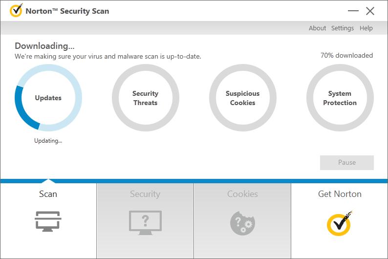 Norton Security Scan : Main window