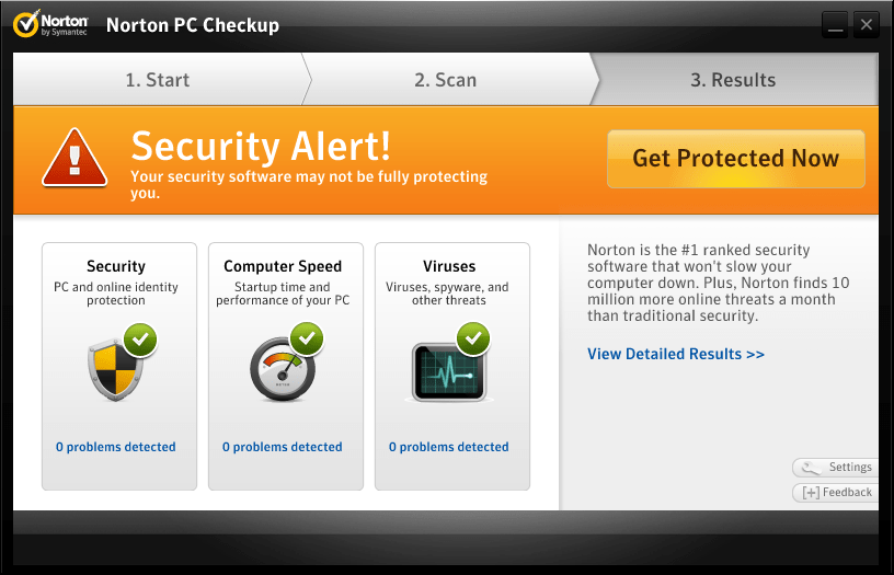 Norton Security Scan : Main window