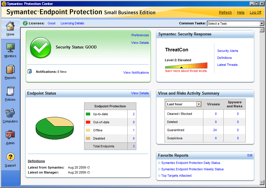 Symantec Endpoint Protection Small Business Edition 12.0 : Main Window