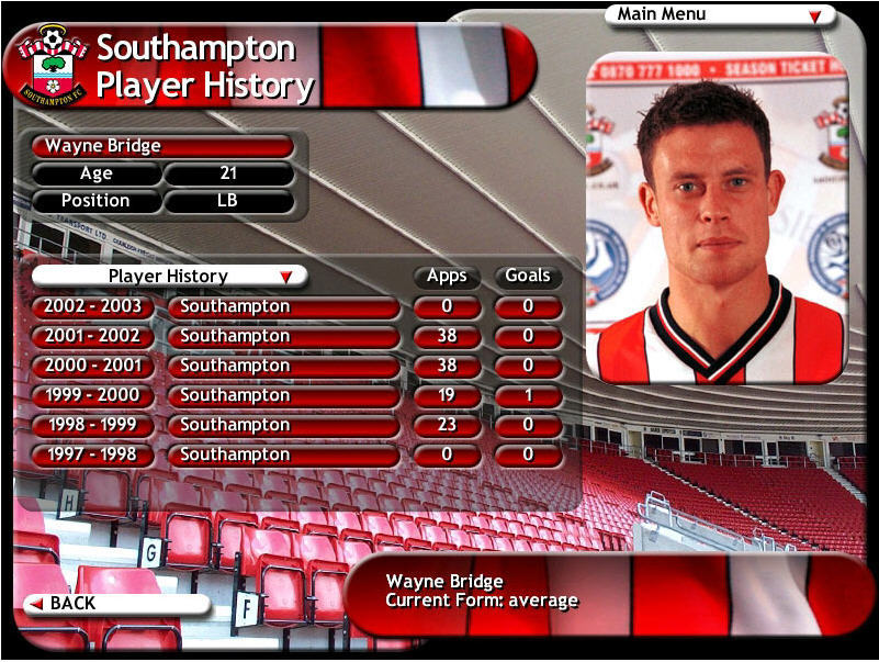 Southampton Official Management Game 1.0 : Main window