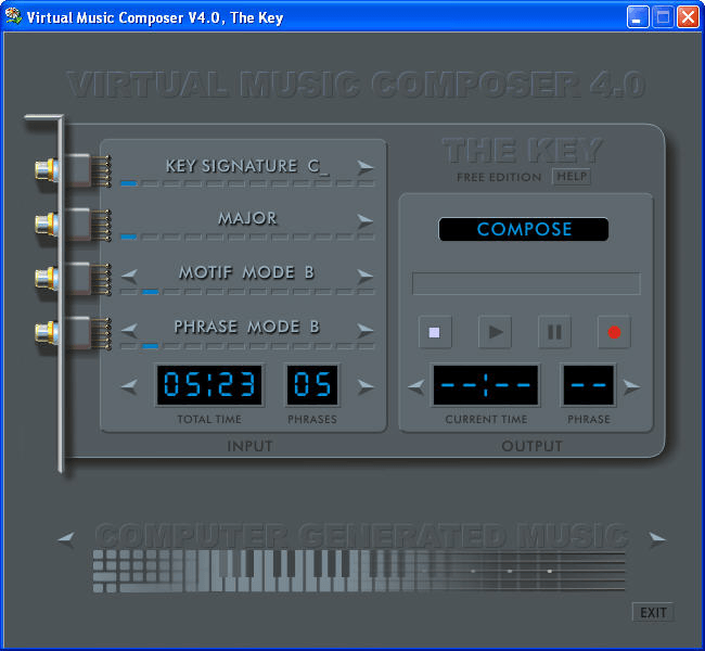 Virtual Music Composer 4.0 : Main screen
