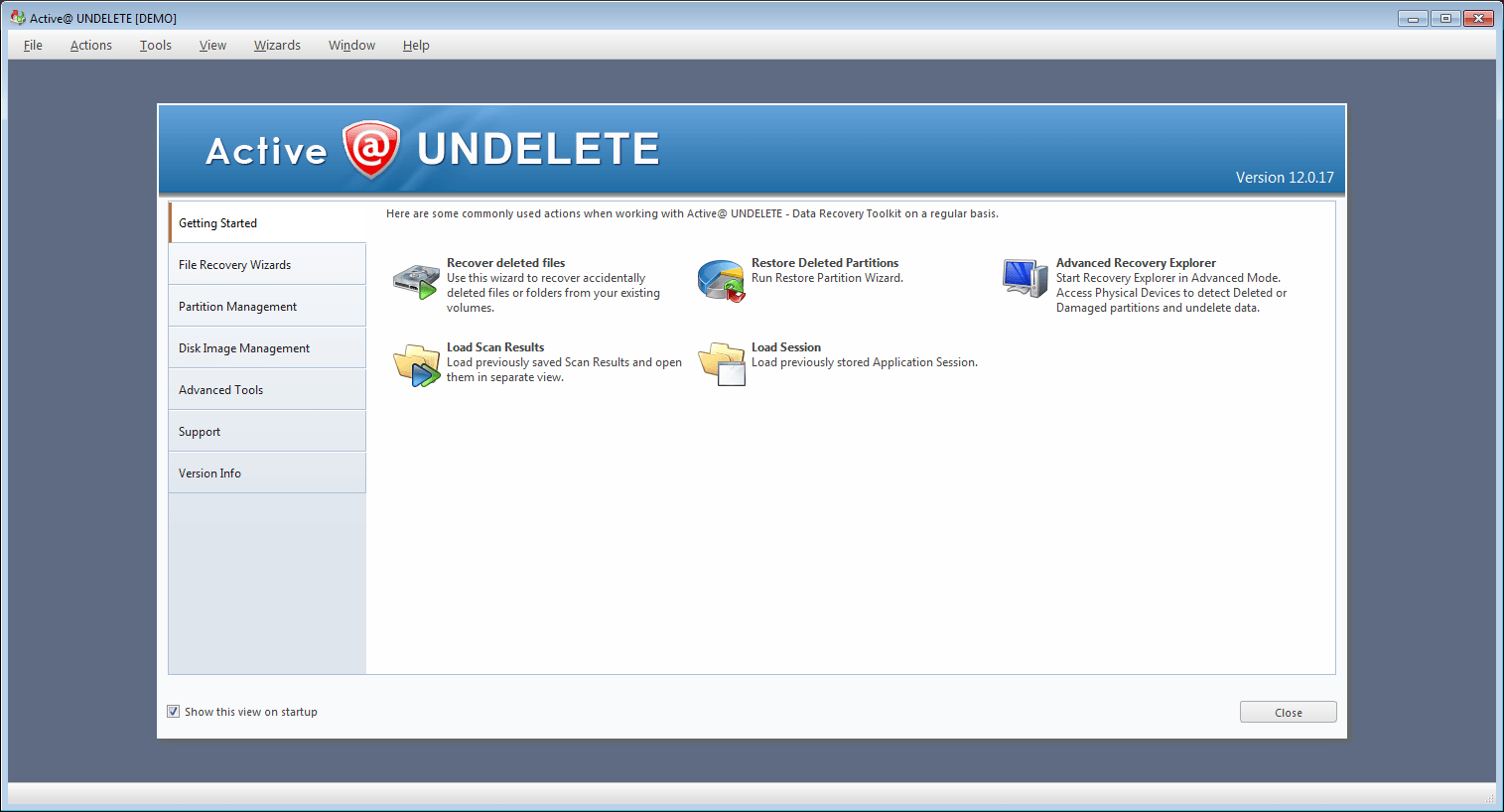 Active UNDELETE Ultimate 12.0 : Main window