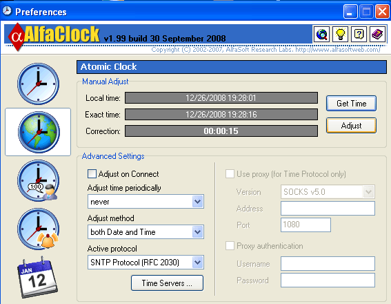 AlfaClock Free 1.9 : Atomic Clock