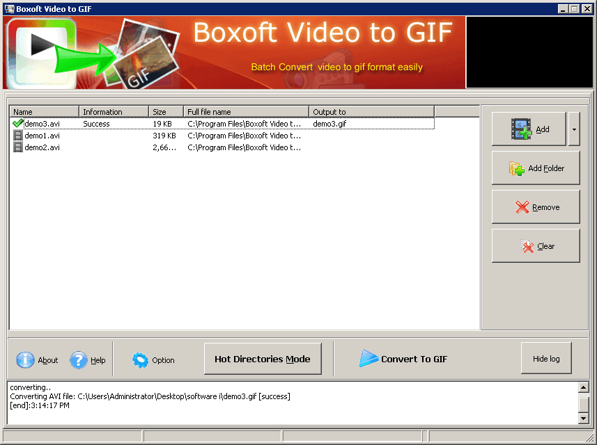 Boxoft Video to GIF 1.2 : Main window.