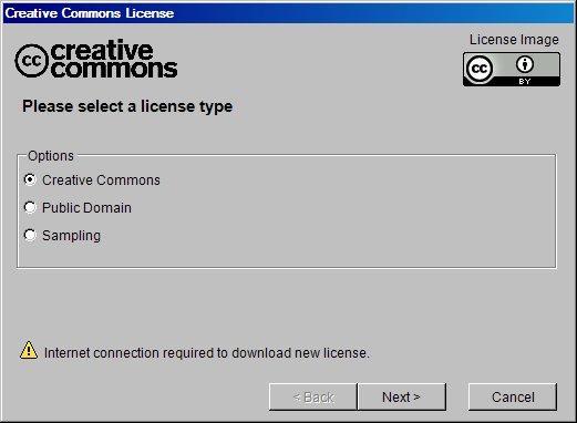 Creative Commons add-in for Office 2007 1.0 : License Types