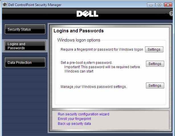 Dell ControlPoint Security Manager 1.2 : Password Settings