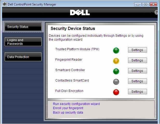 Dell ControlPoint Security Manager 1.2 : Security Devices Status