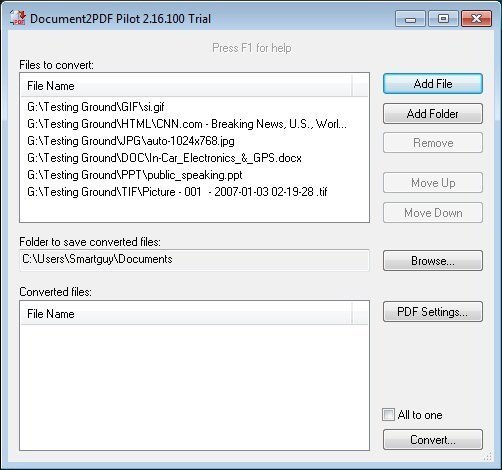 Document2PDF Pilot 2.1 : Main Menu