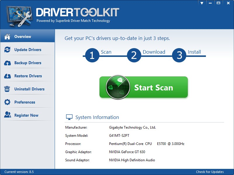 DriverToolkit 8.5 : Main Window