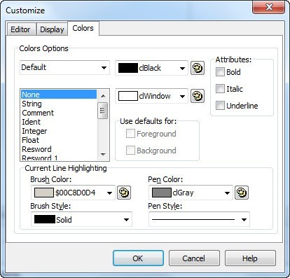 DzSoft PHP Editor 4.2 : Color Options