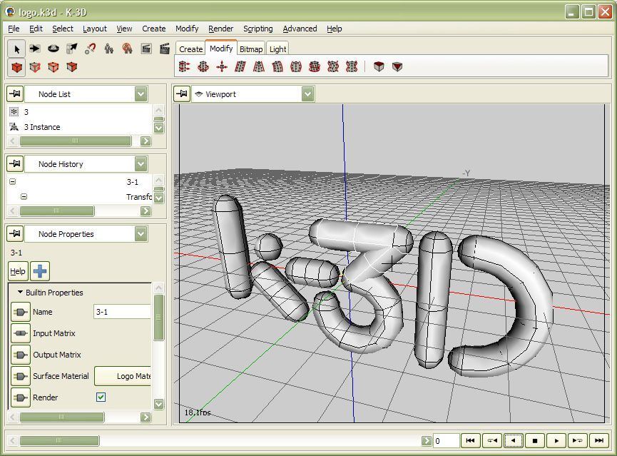 K-3D 0.7 : Editing K-3D logo