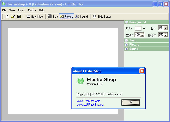 FlasherShop 4.0 : Main window