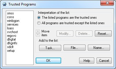Folder Guard 8.4 : Trusted Programs