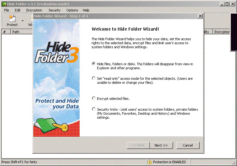 Hide Folder 3.1 : Wizard