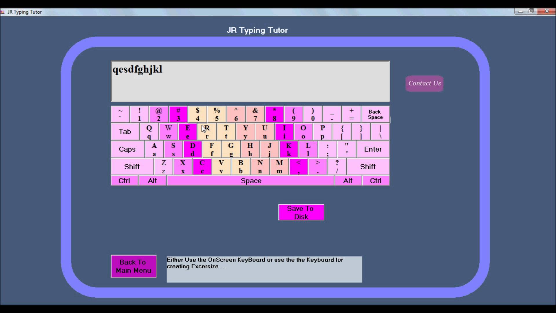 JR Hindi English Typing Tutor 2.7 : Main window