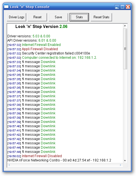 Look 'n' Stop 2.0 : A message log sample