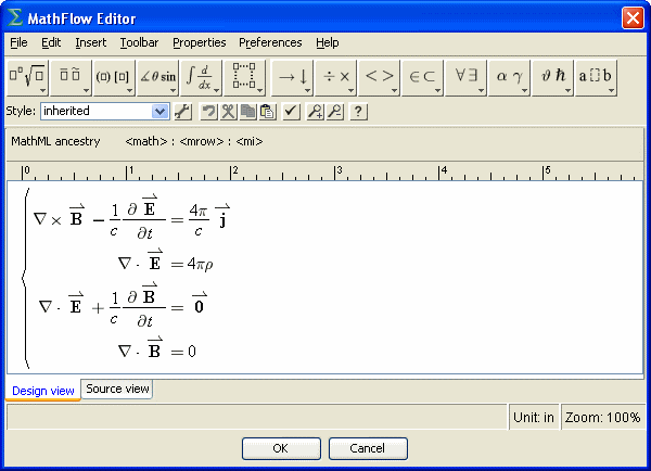 MathFlow for XMetaL 1.9 : Main window