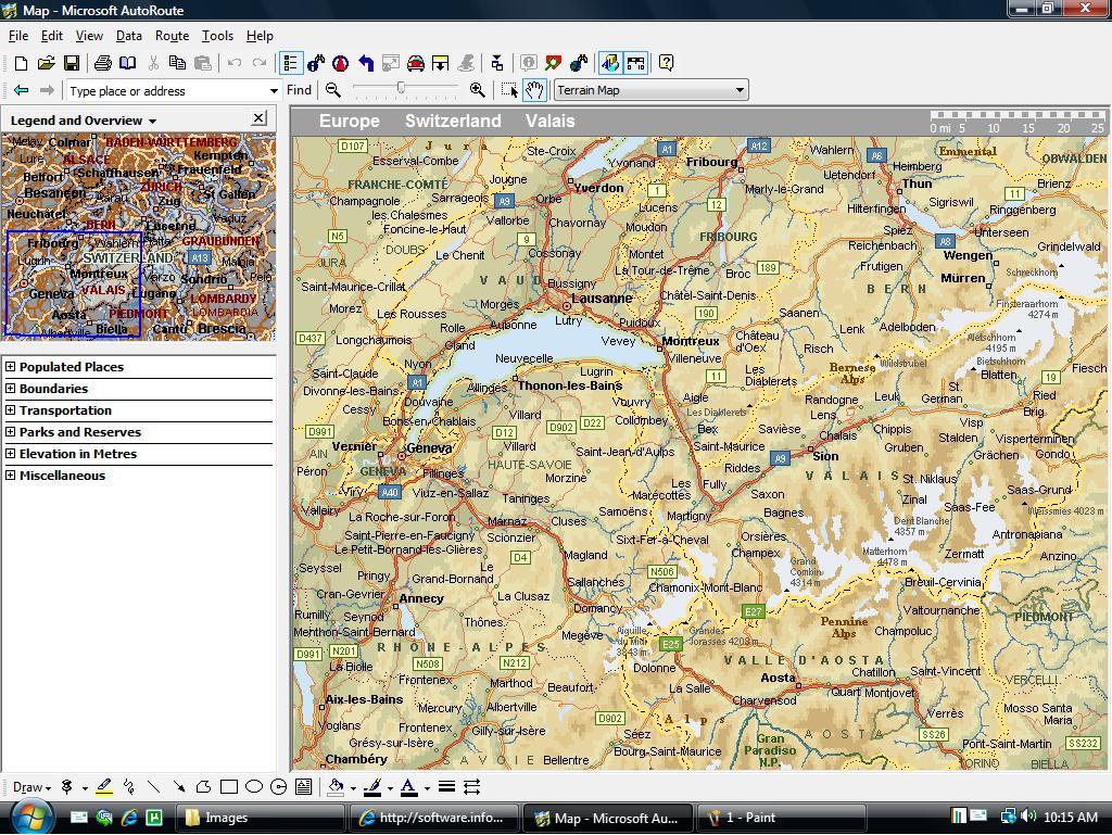 Microsoft AutoRoute 2007 14.0 : Terrain map