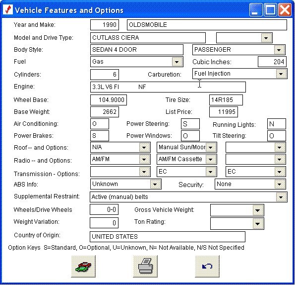 MotorWare EZ-IP 2014 1.0 : Vehicle Options Window