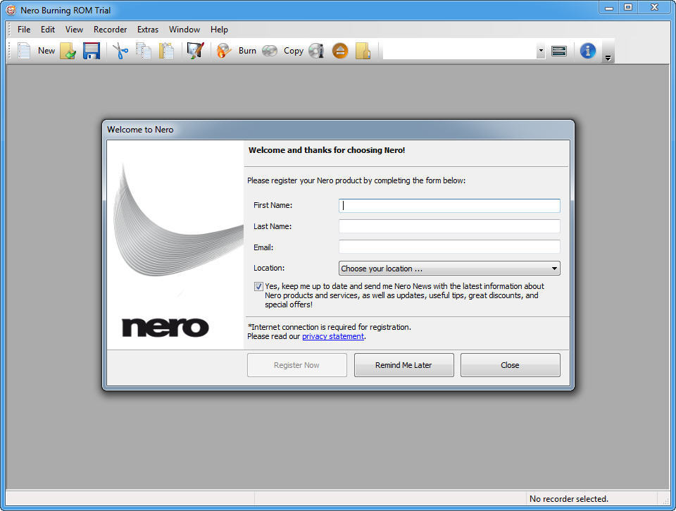 Nero Burning ROM 16.0 : Main Interface