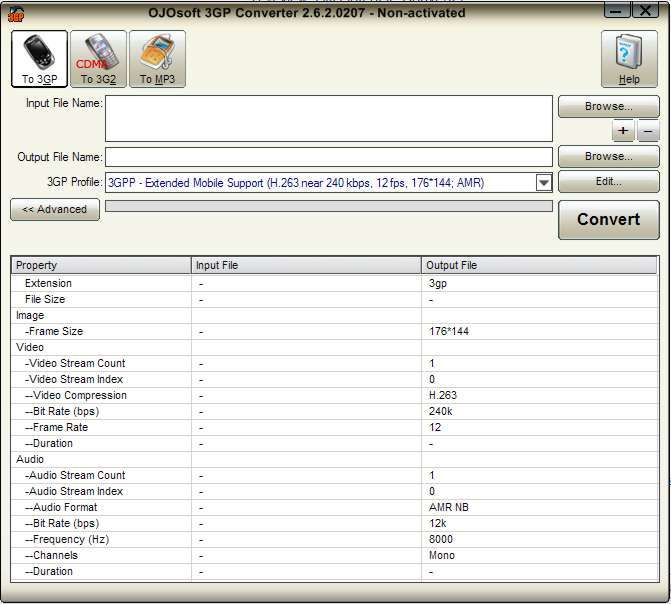 OJOsoft 3GP Converter 2.6 : Advanced settings