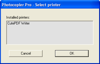 Photocopier Pro 3.0 : Select Printer window