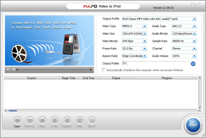 Plato Video To iPod Converter 12.0 : Main Window