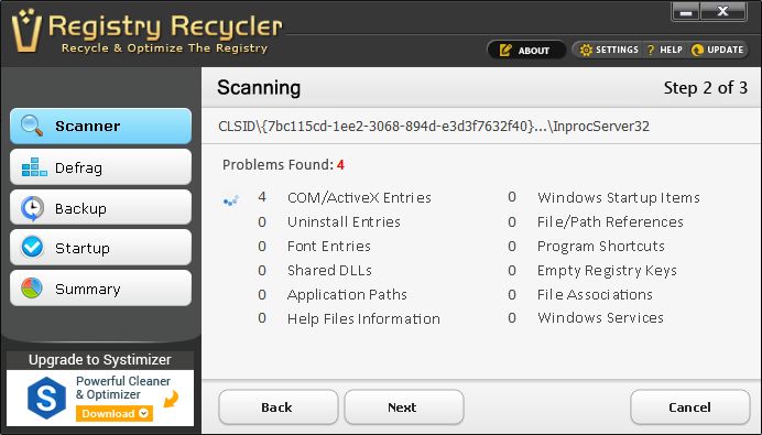 Registry Recycler 0.9 : Scanning registry
