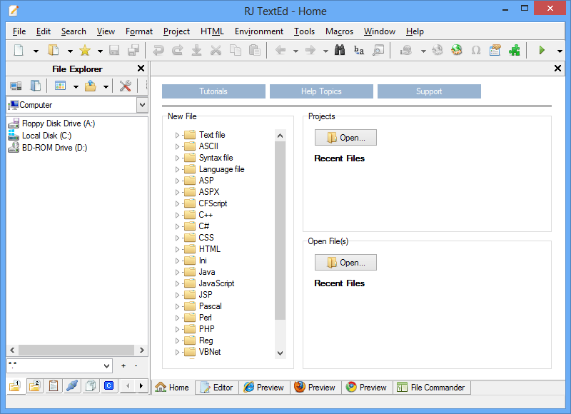 RJ TextEd 9.2 beta : Main window