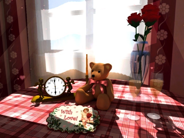 Saint Valentine's 3D Screensaver : Real-time clock