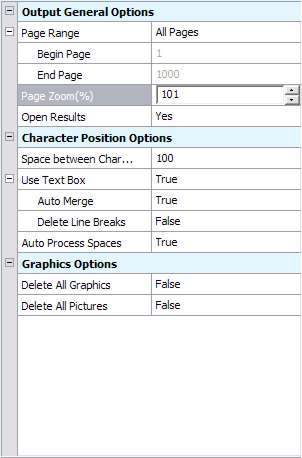 Some PDF to Word Converter 1.5 : Output options