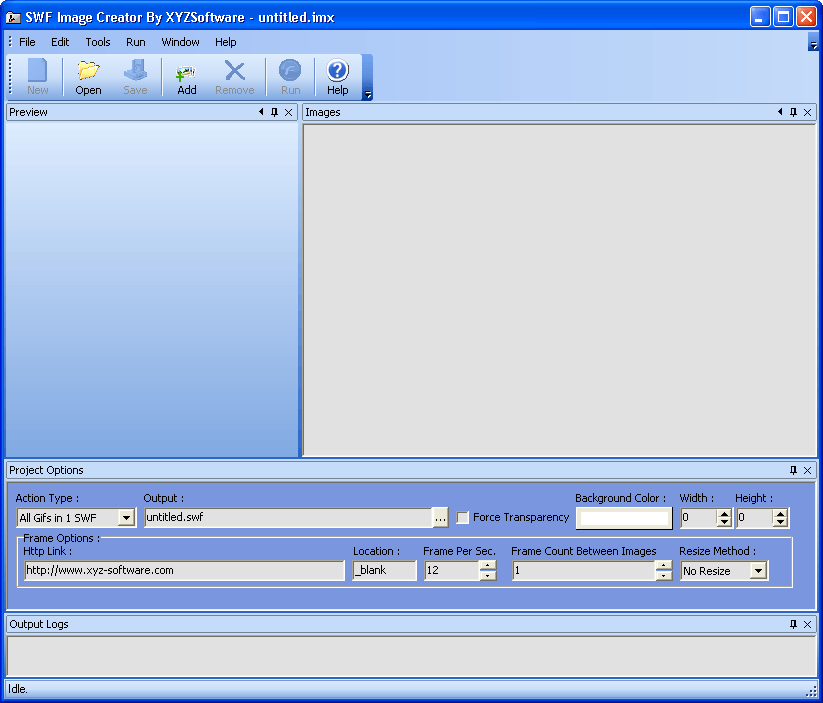 SWF Image Creator 2.0 : Main Window