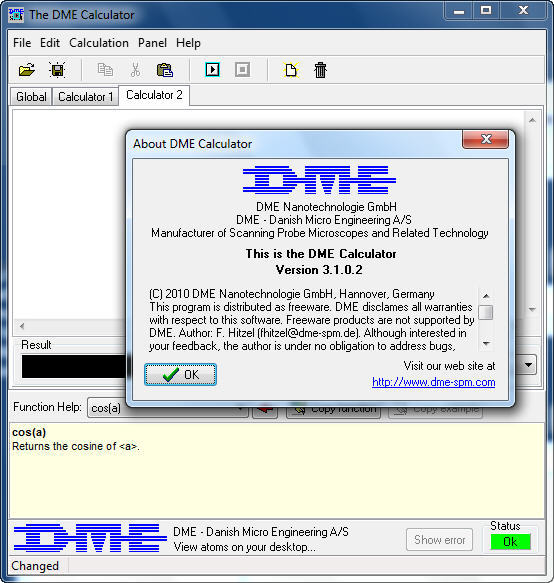 The DME Calculator 3.1 : Main window