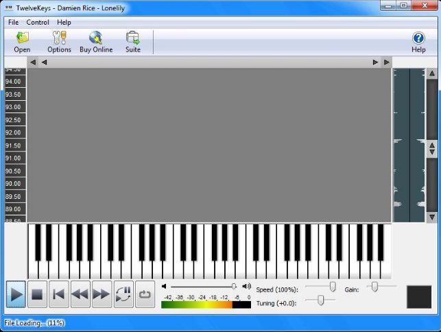 TwelveKeys Music Transcription Software 1.5 : Loading song