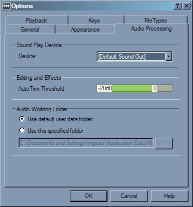 WavePad Sound Editor 4.4 : Options
