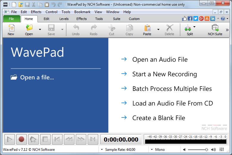 WavePad Sound Editor 7.1 : Main window