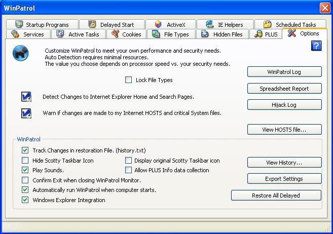 WinPatrol 15.5 : Options