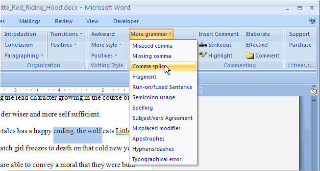 11trees Annotate for Word 2007 FREE College Edition 3.0 : Main window