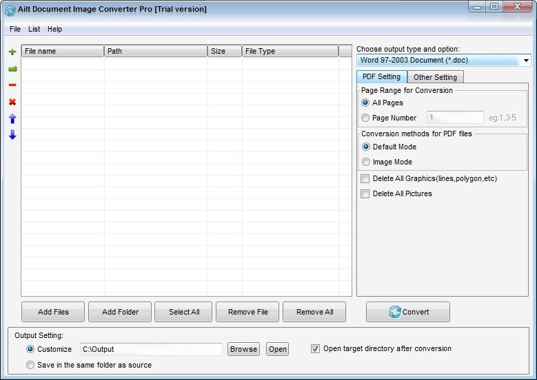 Ailt Document Image Converter Pro 5.8 : Main Window