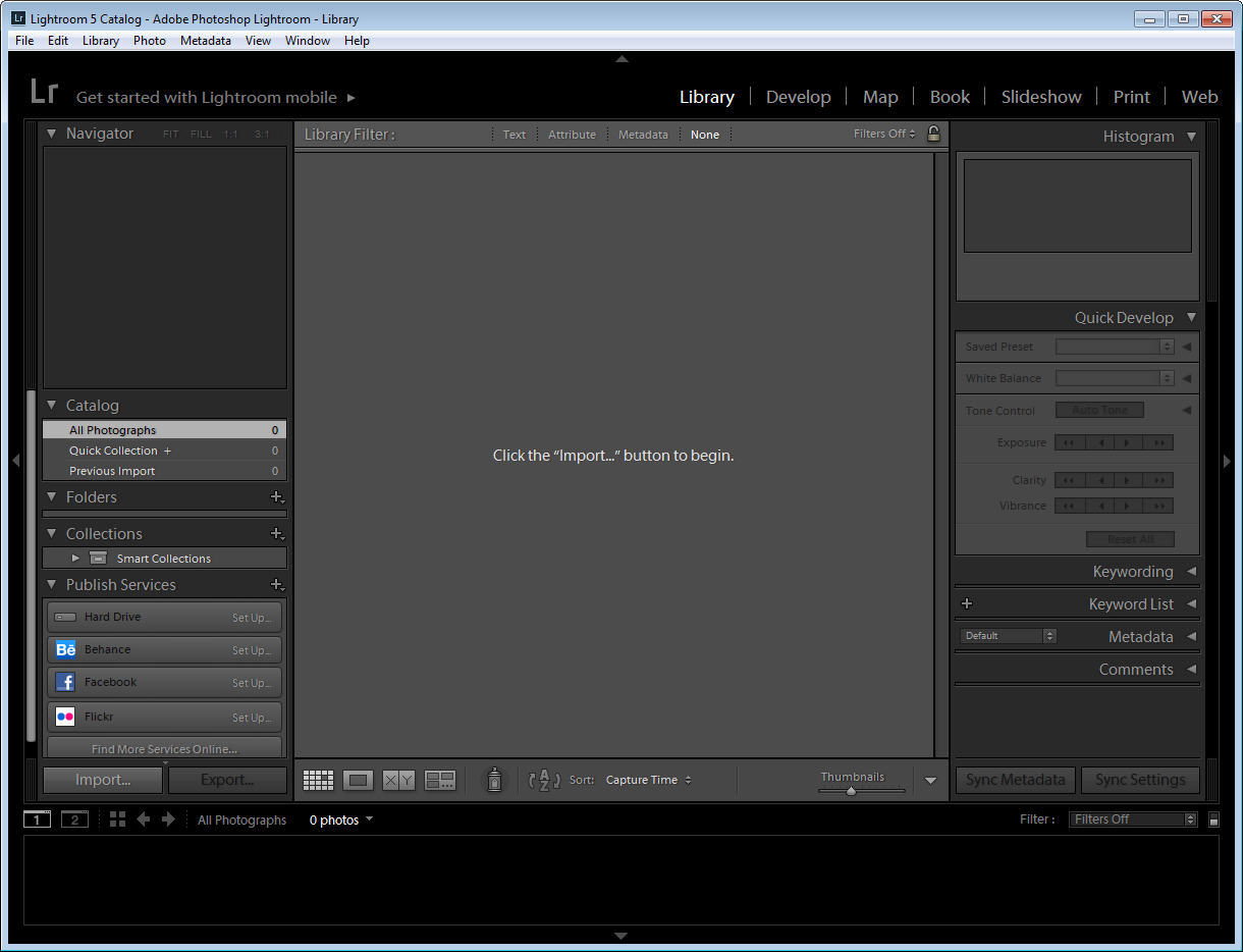 Adobe Photoshop Lightroom 5.7 : Main Interface