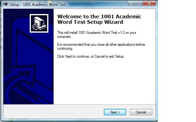 1001 Academic Word Test 1.2 : Welcome Menu
