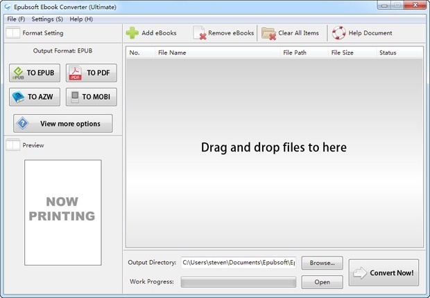 Epubsoft Ebook Converter 7.2 : Main window
