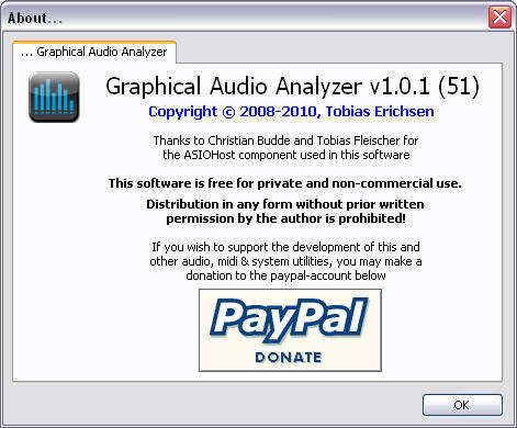 Graphical Audio Analyzer 1.0 : About Window
