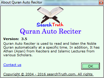 Quran Auto Reciter 3.5 : Main window