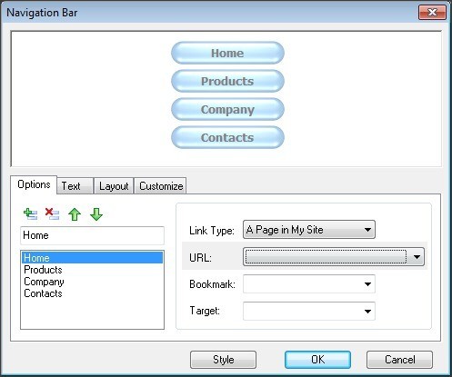 Web Page Maker 3.2 : Navigation Bar Customization