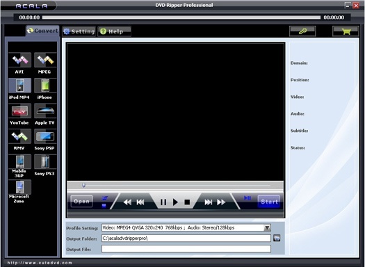 Acala DVD Ripper Professional 6.1 : Main window