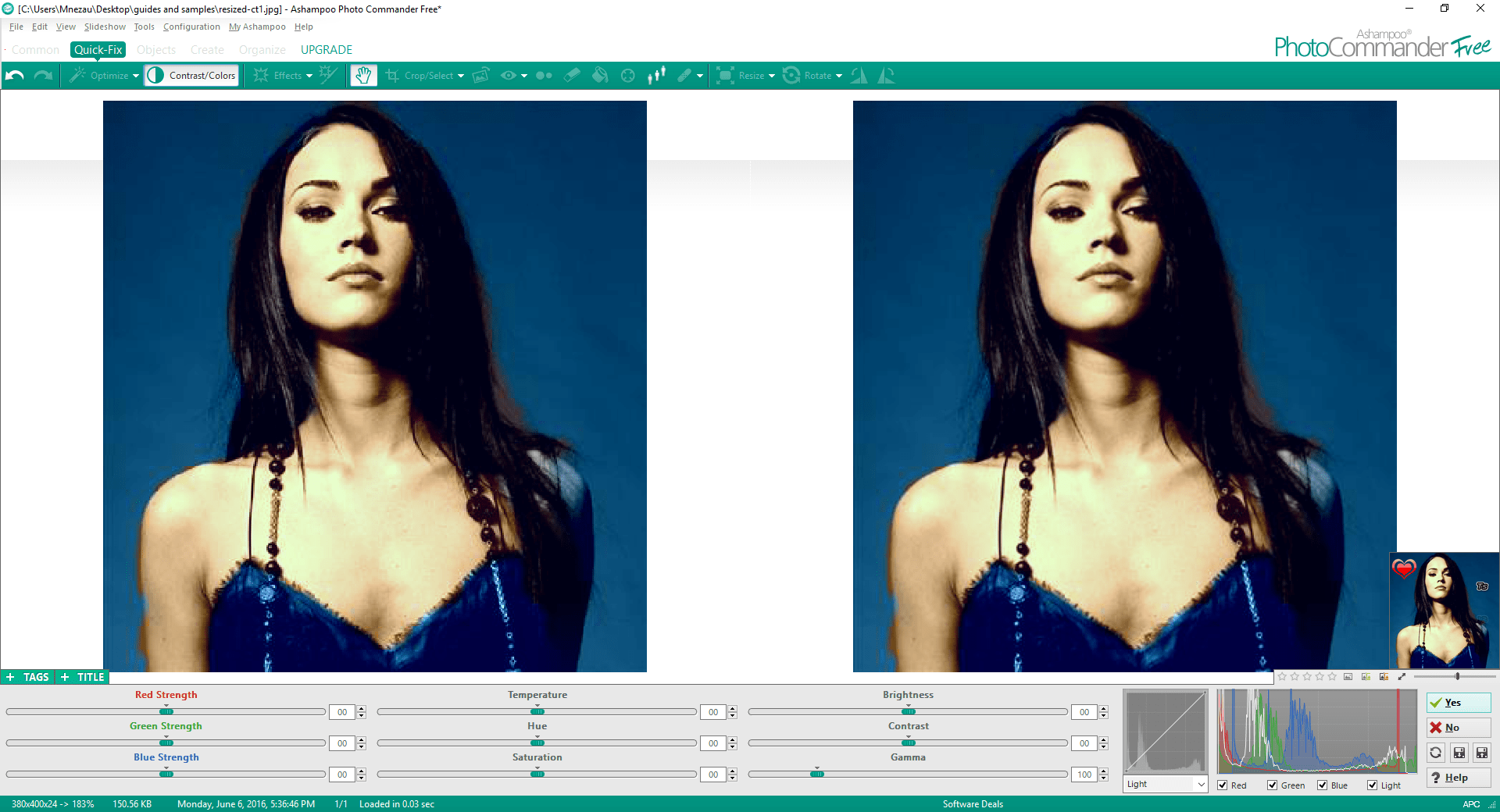 Ashampoo Photo Commander FREE 11.2 : Changing Color Parameters