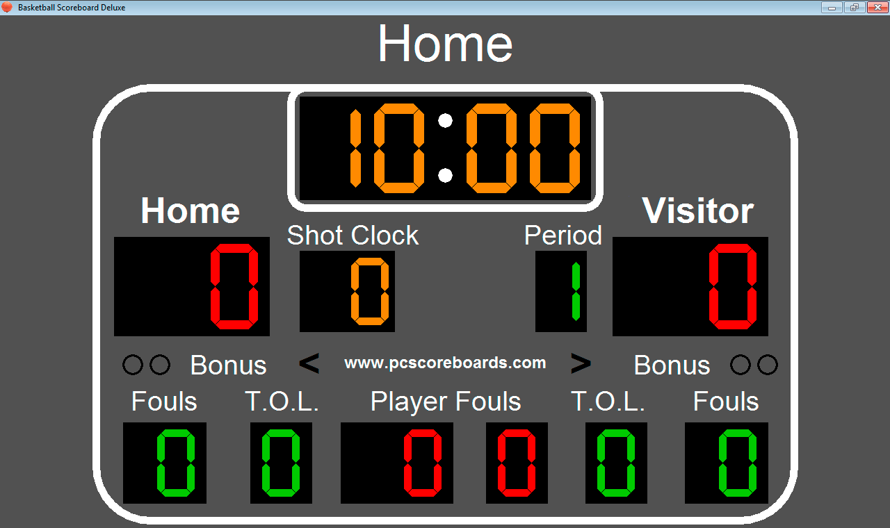 Basketball ScoreBoard Deluxe 1.0 : Main window