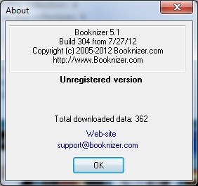 Booknizer 5.1 : About Screen